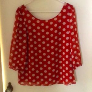 Red polka dot blouse